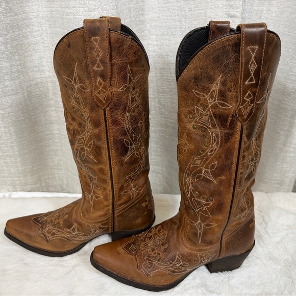 Laredo Women’s 7 Brown Embroidered Cowboy Boot - Picture 3 of 7